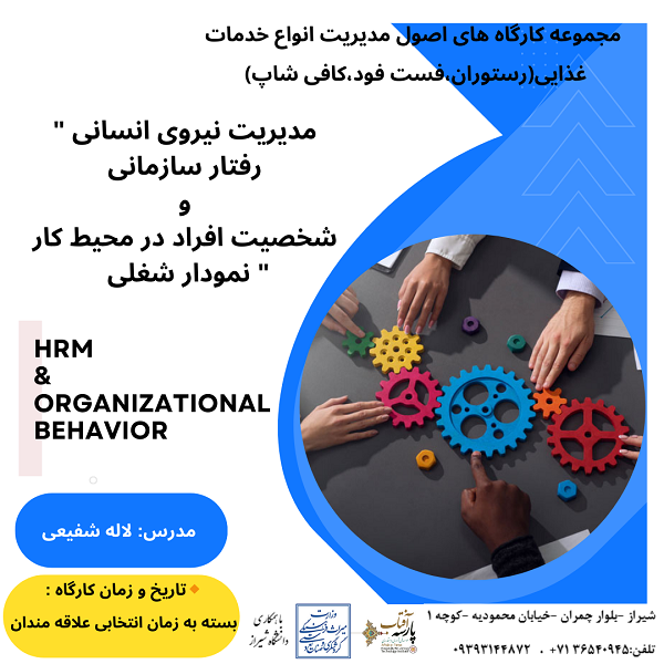 کارگاه آموزشی : " مدیریت نیروی انسانی و رفتار سازمانی و شخصیت افراد در محیط کار -نمودار شغلی "