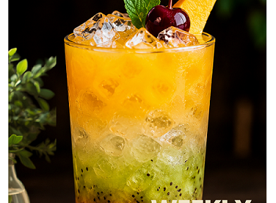 آیس آلبالو انبه یک نوشیدنی لایه‌ای (Layered Ice Drink) است