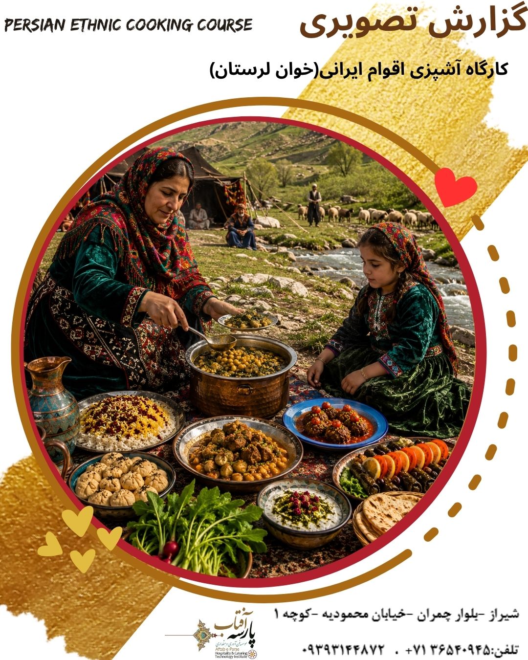 گزارش تصویری آموزش مجازی آشپزی اقوام ایرانی خوان لرستان در مؤسسه آفتاب پارسه